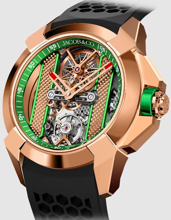 Review Jacob & Co EPIC X ROSE GOLD - GREEN INNER RING EX120.43.AC.AC.ABRUA Replica watch